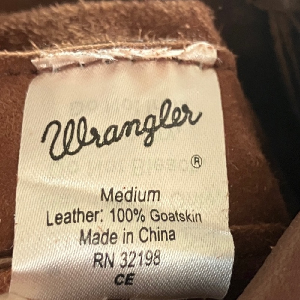 Wrangler‎ Brown Leather Gloves with Snap Size Medium - Picture 5 of 7